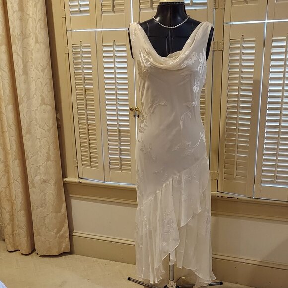 Stunning White Formal Silk Dress 6P - Picture 1 of 12